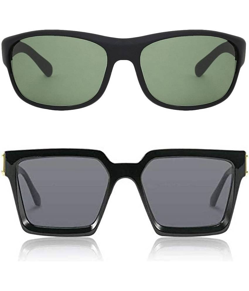 Kanny Devis - Black Wrap Around Sunglasses ( Pack of 2 )