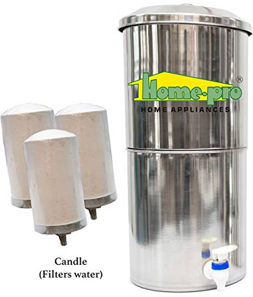 Homepro Manual 27 Ltr Stainless Steel Water Filter purifiers with 3 Ceramic Candle