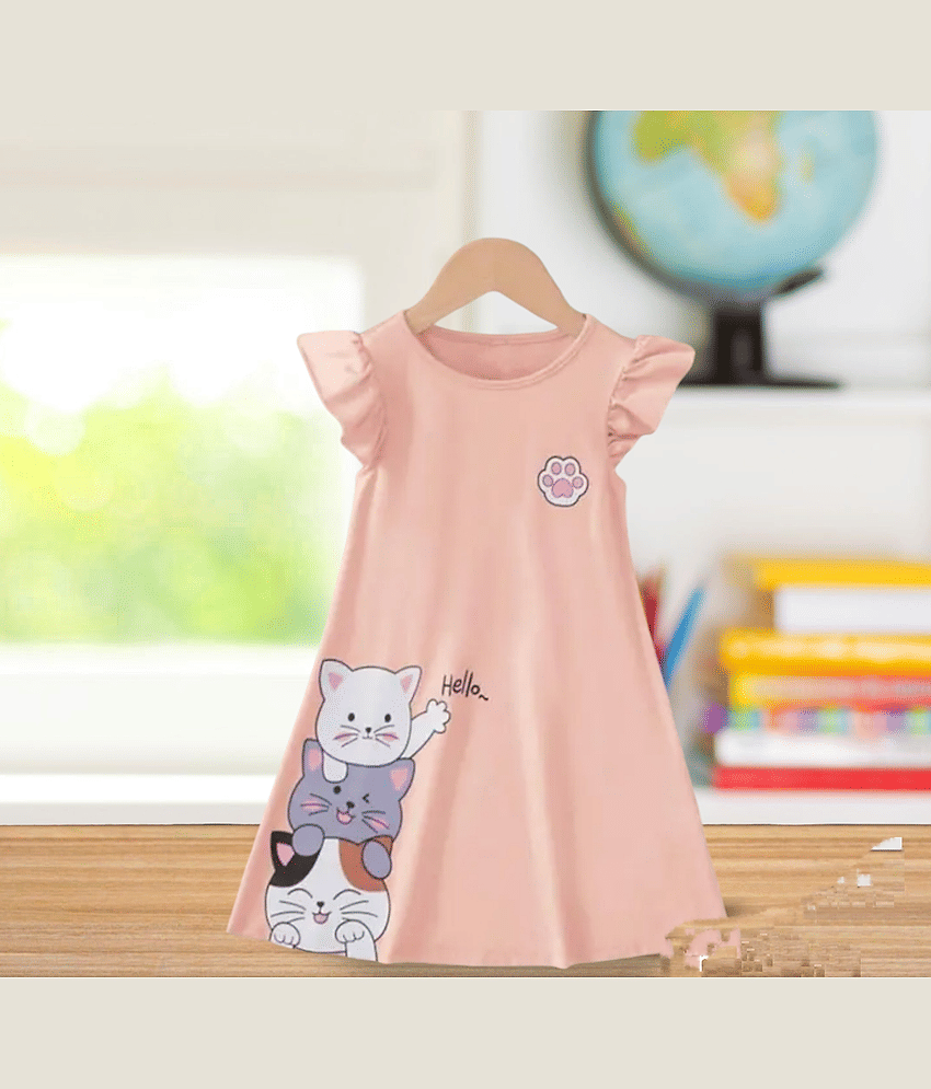 ODIMENT Cotton A-line Dress For Girls ( Pack of 1 , Purple )