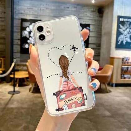 Girl Traveller Travel Lover Name Initial Transparent Custom Slim Soft Cases