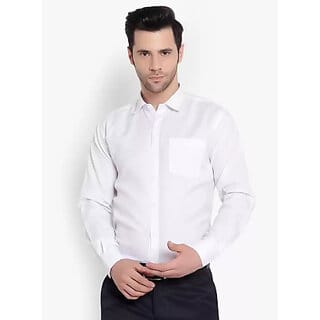 Baleshwar Men White Solid Formal Shirt (Pack of 1)