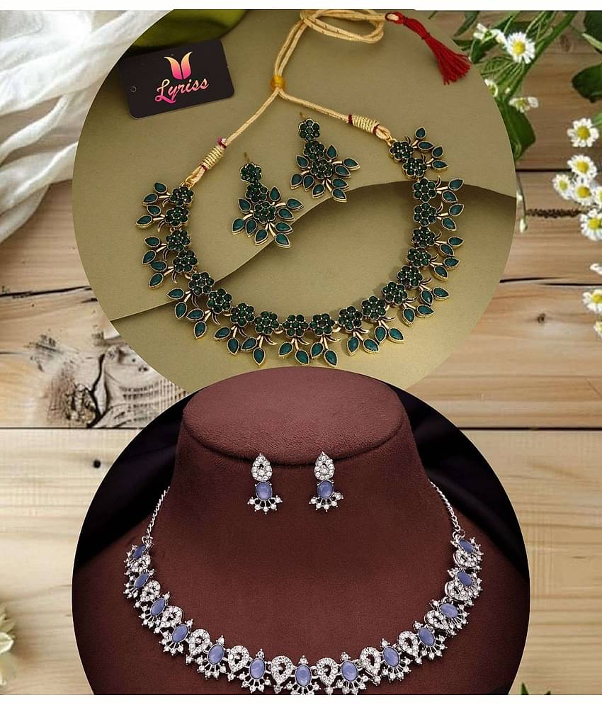 Lyriss Multicolor Brass Necklace Set ( Pack of 2 )