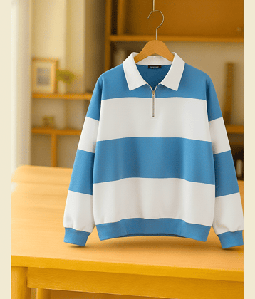 Try This Cotton Blend Polo Collar Men's Sweatshirt - Turquoise ( Pack of 1 )