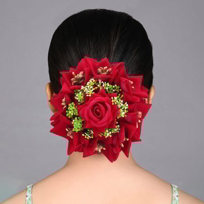 Rani Color Rose Flower Hair juda//Bun-Default Title / Rani / Synthetic