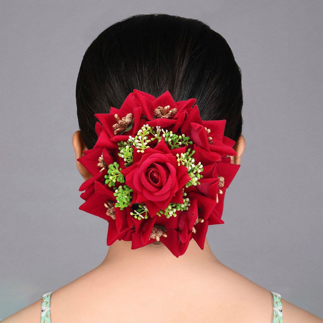 Rani Color Rose Flower Hair juda//Bun-Default Title / Rani / Synthetic