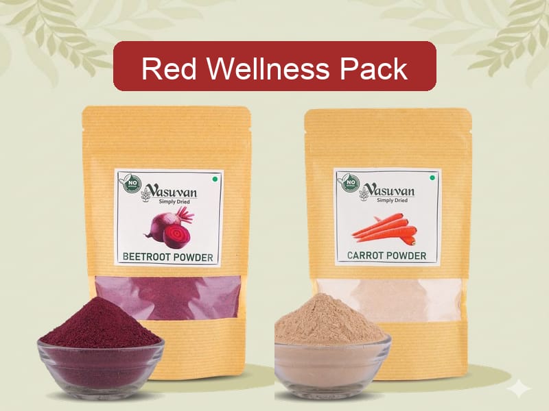 Vasuvan Red Wellness Pack | Beetroot Powder (100g) + Carrot Powder (100g)