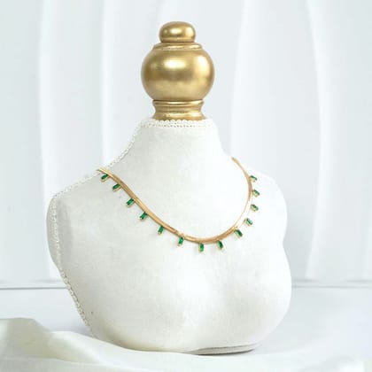 Flat Gold Chain Stainless Steel Necklace-White