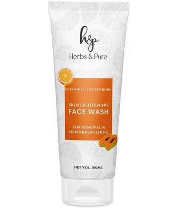 Herbs and Pure Skin Lightening With Vitamin C & Glutathione, Tan Removal Face Wash (100 ml)
