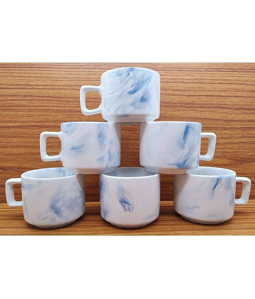 Laghima jadon Blue Hotel Cup Solid Ceramic Tea Cup 130 ml ( Pack of 6 )