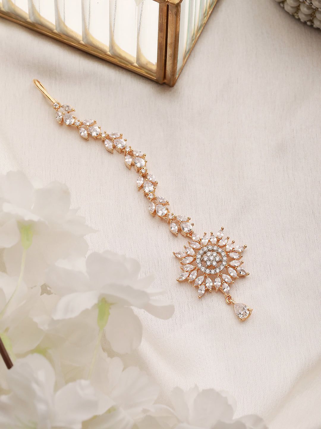 Gold plated Stylish Diamond Maang Tikka for Women & Girls