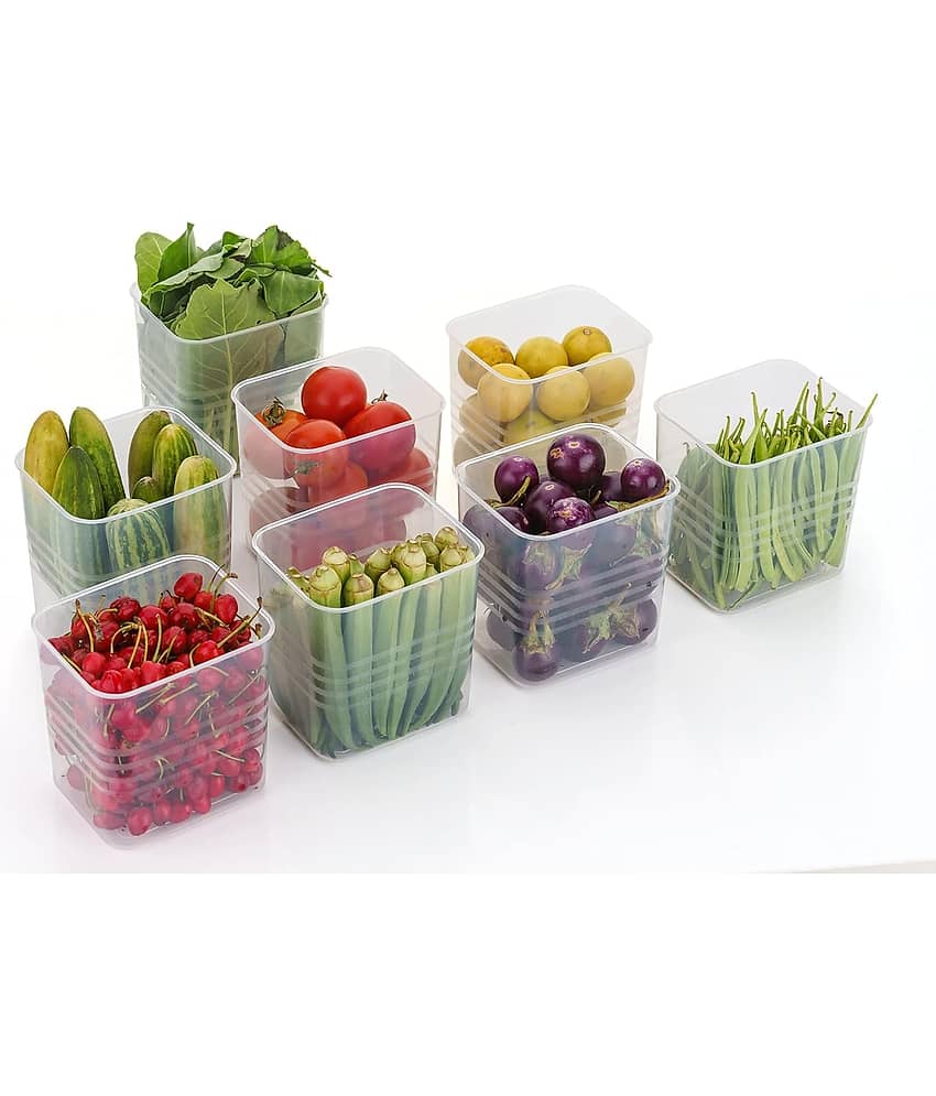 MAGICSPOON Fridge Storage Tray PET Transparent Utility Container ( Set of 8 )