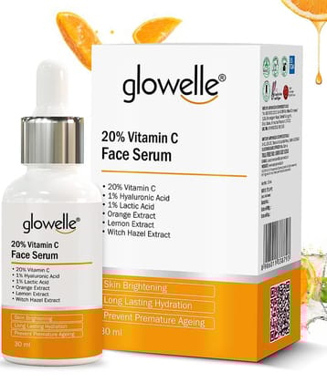 GLOWELLE Vitamin C Face Serum, Brightening, Anti-Aging & Hydrating Skin Solution 30 ml (Pack of 1)