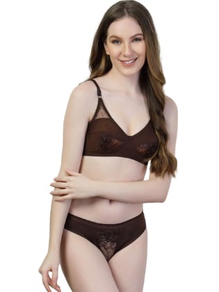 ADORNSTAR Women Brown Designer Cotton Lingerie Set | Non Wired Non Padded Full Coverage Bra with Hipster Panty | Soft Fabric Straps and Breathable and Comfortable Innerwear Set ADORNSTAR Women Brown Designer Cotton Lingerie Set | Non Wired Non Padded Full Coverage Bra with Hipster Panty | Soft Fabric Straps and Breathable and Comfortable Innerwear Set