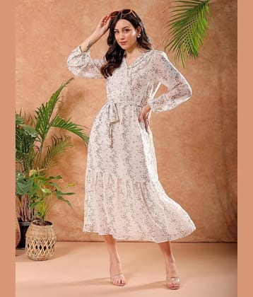 Freehand Polyester Printed Midi Womens Maxi - Off White ( Pack of 1 ) - None