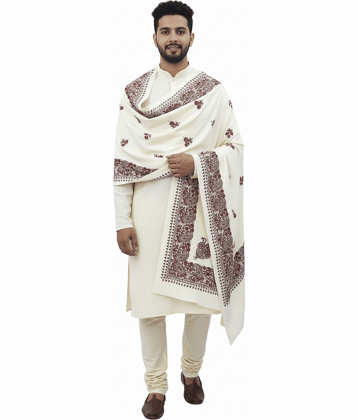 Sprha White Woolen Men's Shawls ( Pack of 1 )