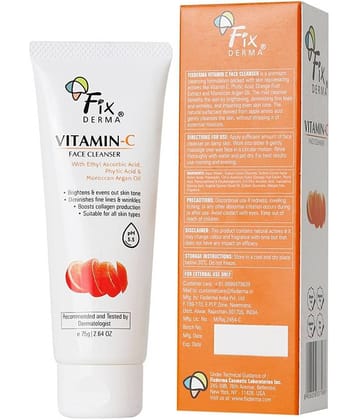 Fixderma Vitamin C Face Cleanser Dull Skin, Face Wash for Women & Men, Evens Skin Tone, 75g