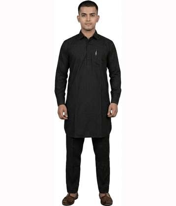 B.S sports wear Cotton Blend Solid Regular Fit Kurta Pyjama Set For Men ( Mustard )