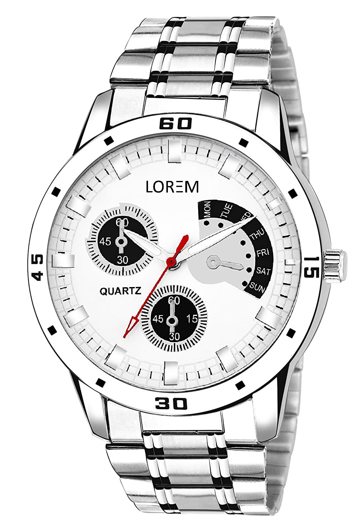 LOREM Silver Smiley Analog Watch for Men LR101-UF
