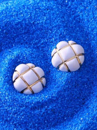 Women's The Tic-Tac-Toe Stud Earrings - Chalk White-Earrings / White / Studs