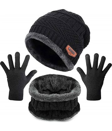 Alamos Pack of 4 Woollen Men's Cap ( Black )