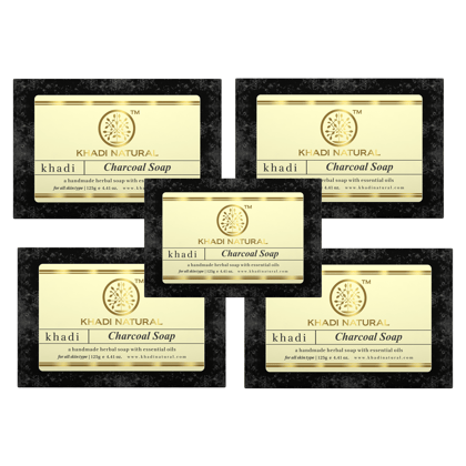 Khadi Natural Charcoal Soap Combo Pack Of 5 – 125gm Each Khadi Natural Charcoal Soap Combo Pack Of 5 – 125gm Each