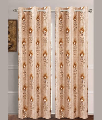 Home Candy Set of 2 Long Door Semi-Transparent Eyelet Polyester Brown Curtains ( 274 x 120 cm )