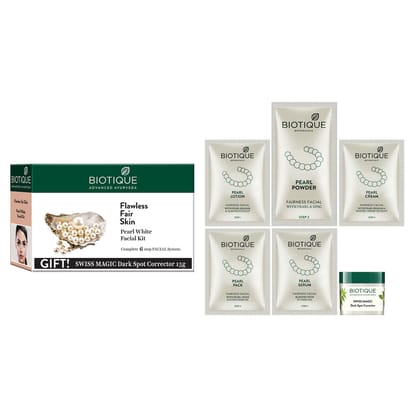 Biotique Pearl White Facial Kit with Free Gift Dark Spot Corrector (65gm)-65gm