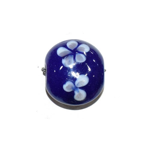 Handmade Fancy Lampwork Glass Beads For Jewelry Making Necklace , Earring and Bracelet (Flat Round) SFL-848-Per Packet 25 Pcs / 22X12 MM