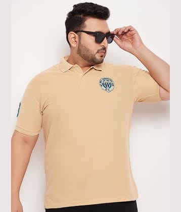 GET GOLF Pack of 1 Cotton Blend Regular Fit Applique Half Sleeves Men's Polo T Shirt ( Beige )