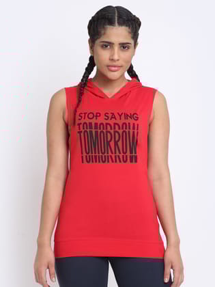 Invincible Women's Sleeveless Hoody-Red / S