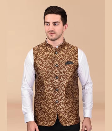 PRINTCULTR Brown Cotton Blend Men's Nehru Jacket ( Pack of 1 )