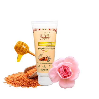 Facewash with masoor dal, Honey, Rose, Vitamin B3 and Pro vitamin B5