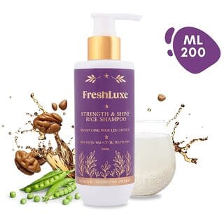 FreshLuxe Strength  Shine Rice Water Shampoo , Walnut Oil  Pea Protein , Deep Nourishment  Strength , Unisex , 200ml