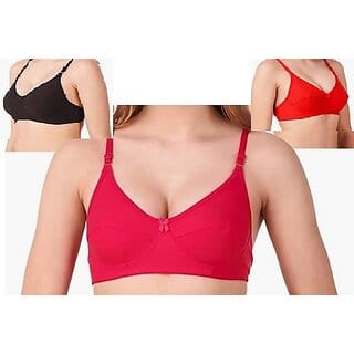 Scarlet - Women Full Coverage Non Padded Bra (Rani,Black,Red)