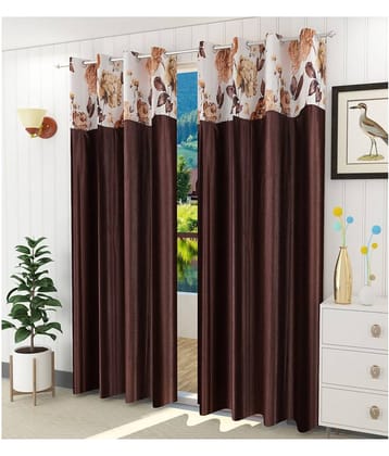 Homefab India Floral Blackout Eyelet Door Curtain 7ft (Pack of 2) - Grey