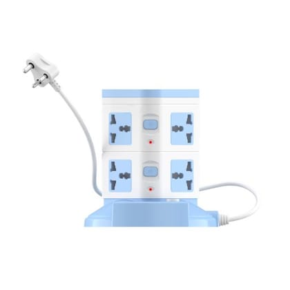 Portronics Power Plate 9 with 3 USB Ports8 Power Sockets Power Converter, (Blue)