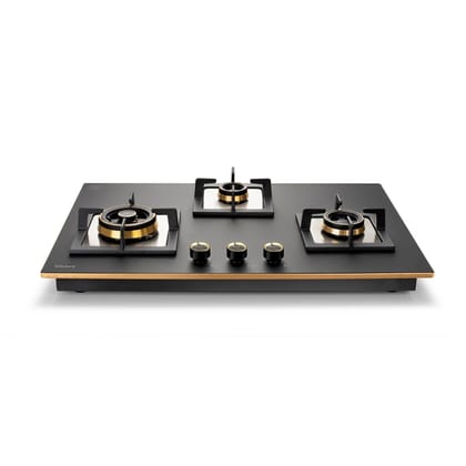 3 Burner Glass Hob Top Triple Ring Burner Total Brass Burners with Flame Failure Device Auto Ignition (1073XLCIHTTTRMGS)