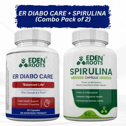 ER DIABO CARE + SPIRULINA 60 Capsules Combo Pack Of 2 ER DIABO CARE + SPIRULINA 60 Capsules Combo Pack Of 2