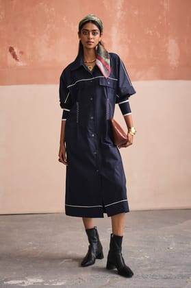 SOHO SHIRT DRESS- NAVY-XS