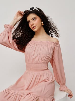 Smocked Maxi Summer Dress Pink