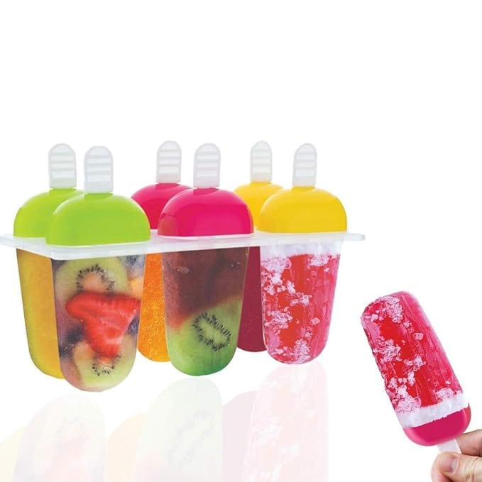 SmartCam 6 Pcs Multicolor Polypropylene Ice Mold, Kulfi Maker/Stick/Cream/Candy Color Assorted