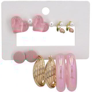 Pinky Shiny Gold Plated Earring Set