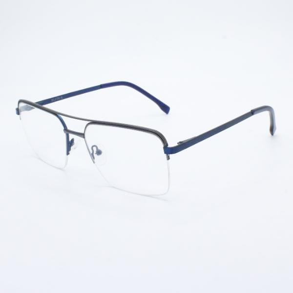 Lensoz Elite X Luxe Half Rim Geometric - Medium - Gunmetal & Master Blue