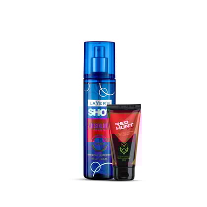 Layer'r Shot Absolute Series Power Body Spray with Red Hunt Oil& Acne Control Face Wash 50ml -(Pack of 2)