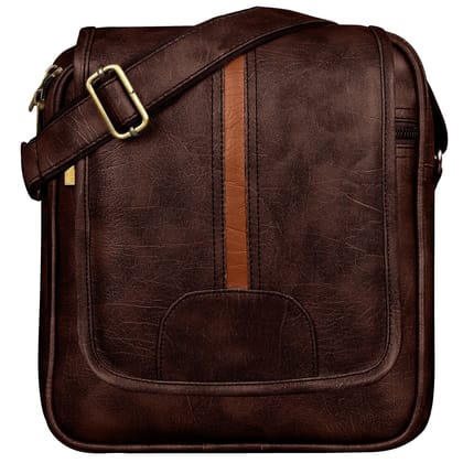 Brown Stylish Faux Leather Cross Body Sling Bag For Men SL02