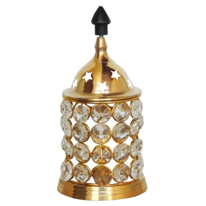 Brass Table Decor Oil Lamp Deep Jyoti No. 3  - Elegant Brass Oil Lamp for Home Temple, Height : 8 Inch (FMAS320 C)