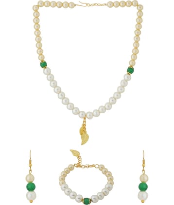 VIRAASI - Off White Alloy Necklace Set ( Pack of 1 )