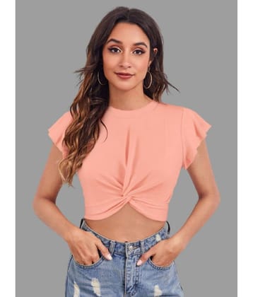 Sanjana Silk Women's Cotton Blend Crop Top ( Peach )