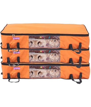 Prettykrafts Long Underbed Storage Bag, Storage Organizer, Blanket Cover with Side Handles (Set of 3 pcs)