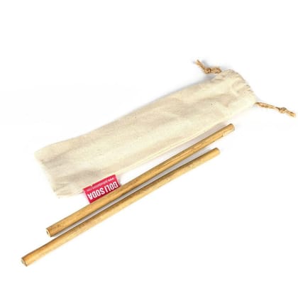 Goli Soda Reusable Bamboo Straws With Easy Carry Travel Pouch (Set of 2)